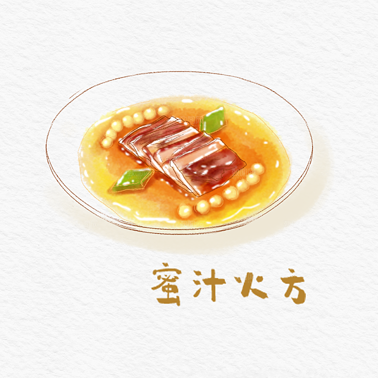 八大菜系苏菜水彩手绘美食插画