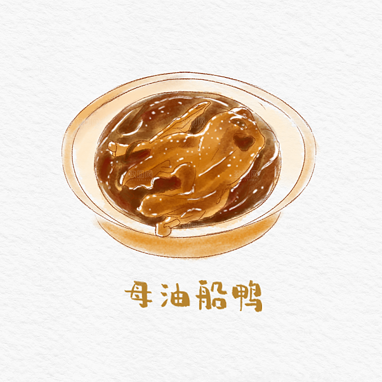 八大菜系苏菜水彩手绘美食插画