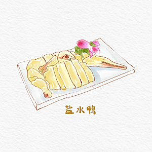 八大菜系苏菜水彩手绘美食插画