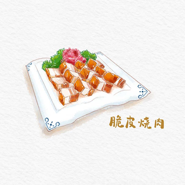八大菜系粤菜水彩手绘美食插画