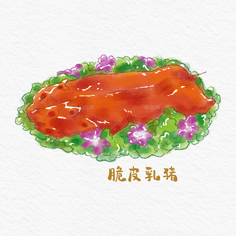 八大菜系粤菜水彩手绘美食插画