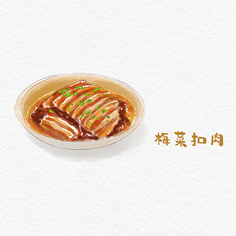 八大菜系粤菜水彩手绘美食插画