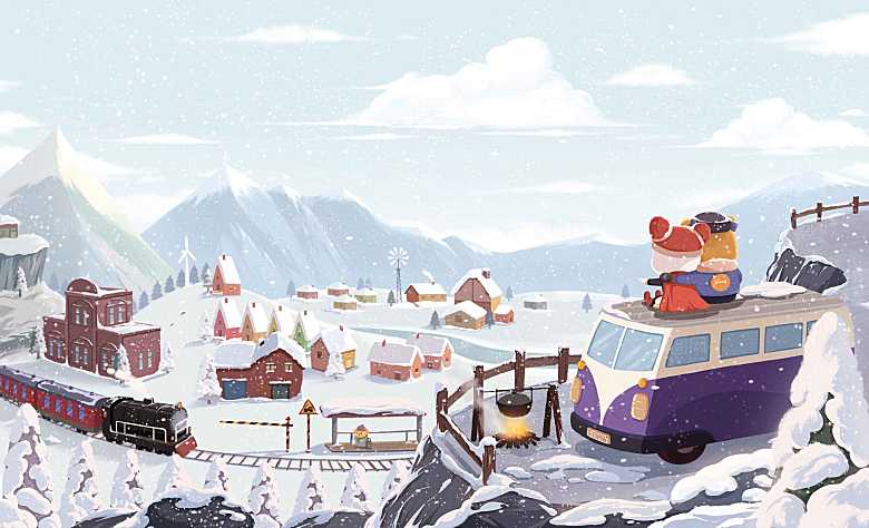 冬季看雪景下雪海报