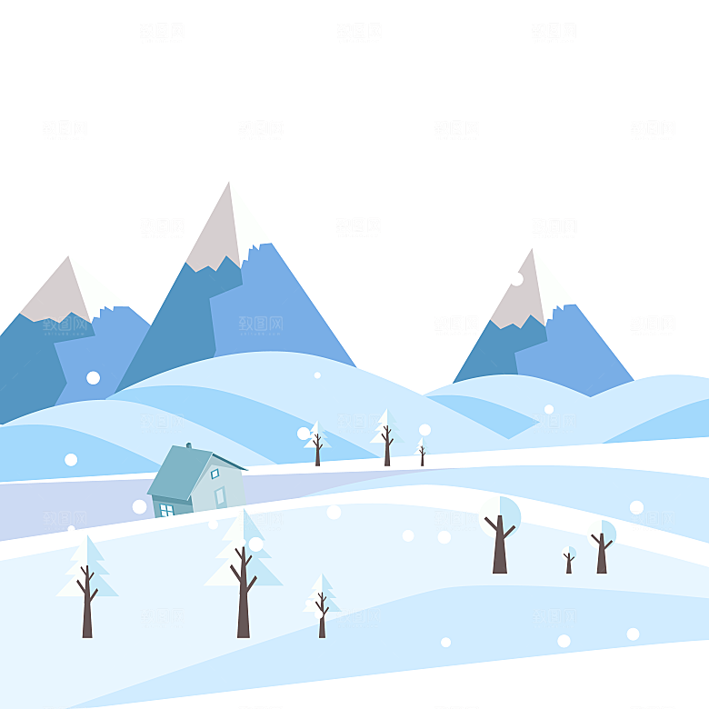 冬季下雪雪山雪景冬天雪地