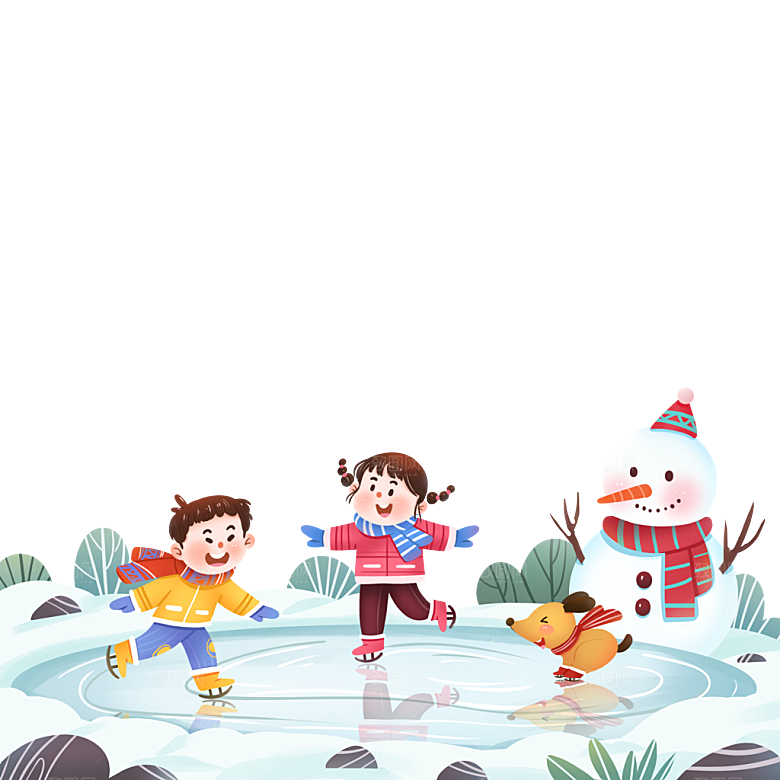 冬天冬季滑冰下雪