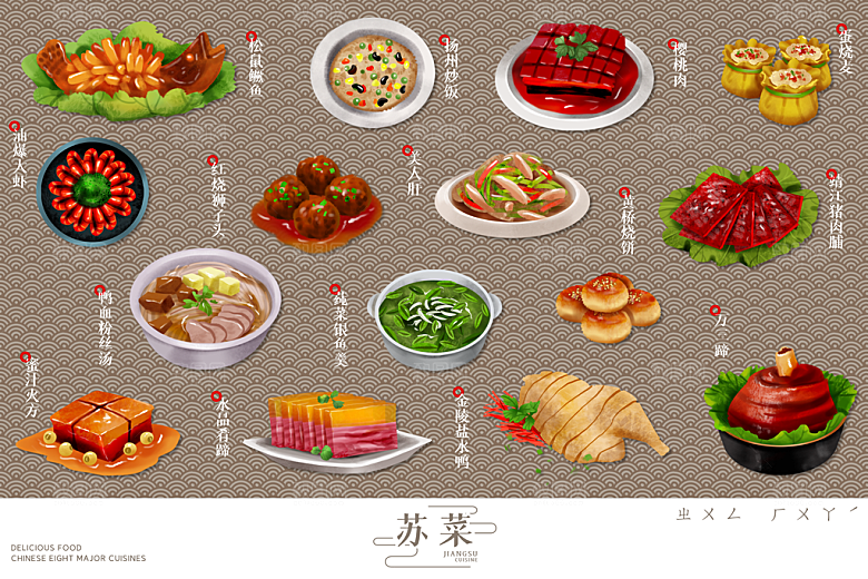 苏菜江苏特色手绘美食