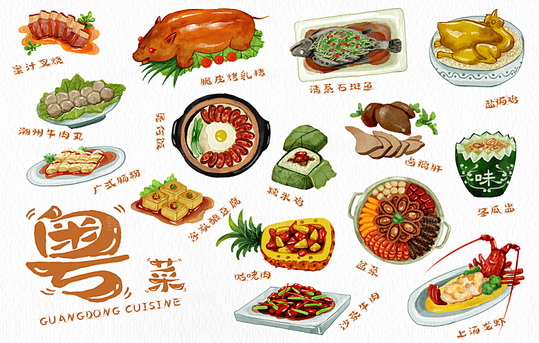 粤菜广东特色手绘美食