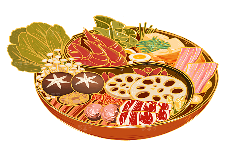 国潮麻辣火锅美食冬季中华美食涮羊肉