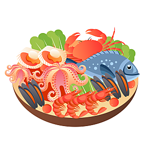 海鲜拼盘美食火锅