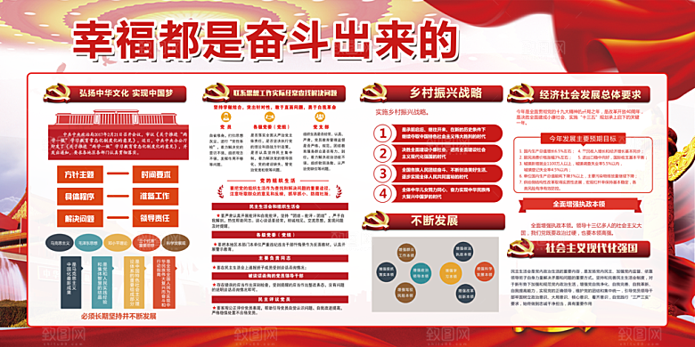 幸福都是奋斗出来的展板