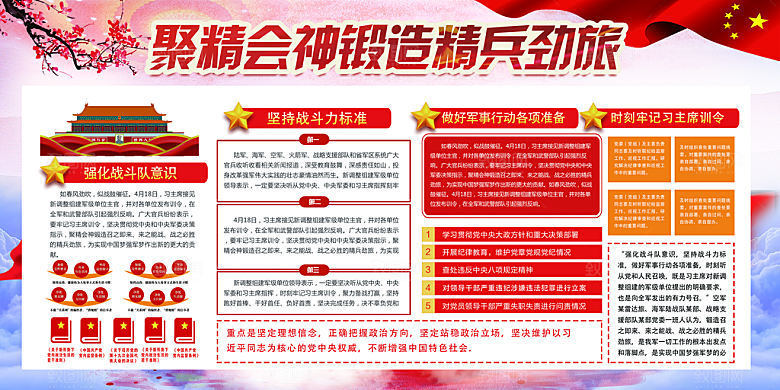 牢记军级单位训令军队展板
