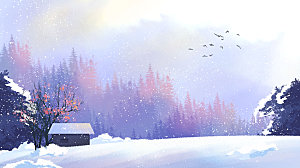 冬季冬天雪景大雪插画