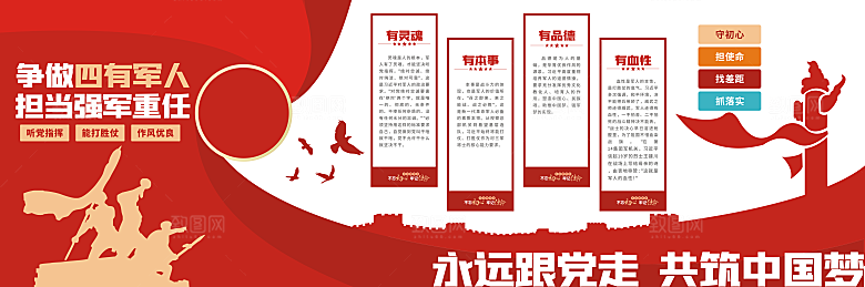 军营建设部队文化展厅党建文化墙