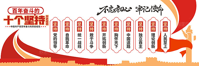 党的百年历史经验十个坚持党建文化墙