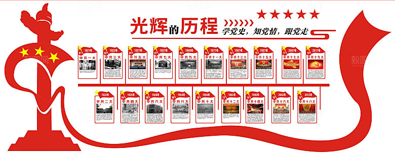 党光辉的历程党建造型墙