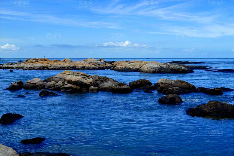 海南岛海边礁石自然风光
