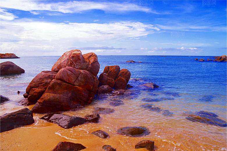 海南岛海边礁石自然风光