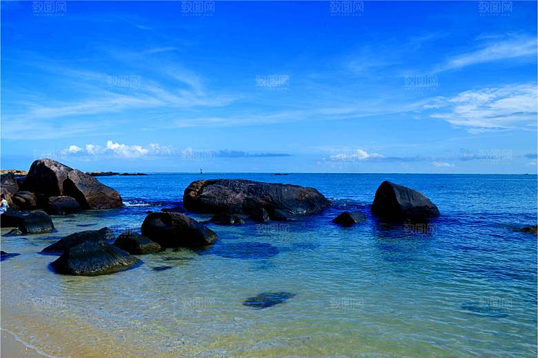 海南岛海边礁石自然风光