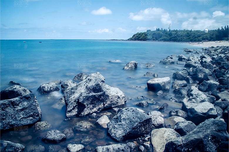 海南岛海边礁石自然风光