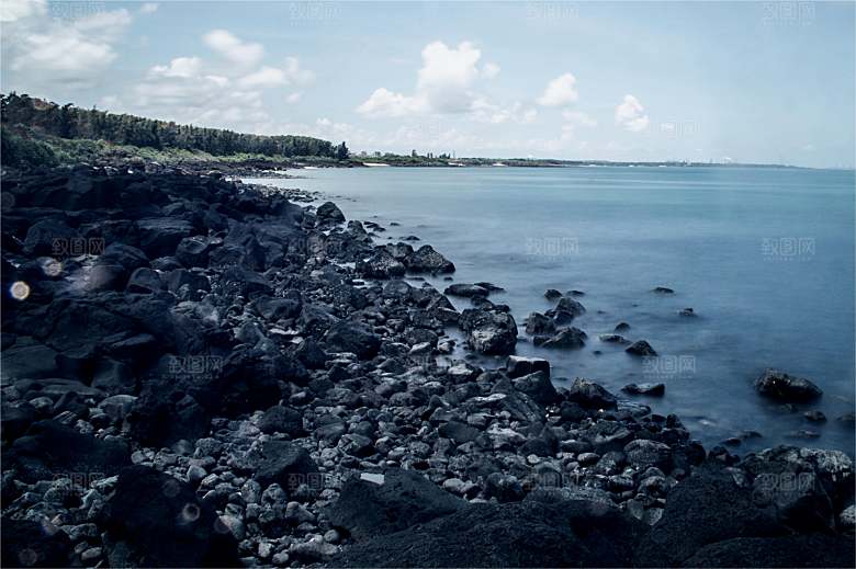 海南岛海边礁石自然风光