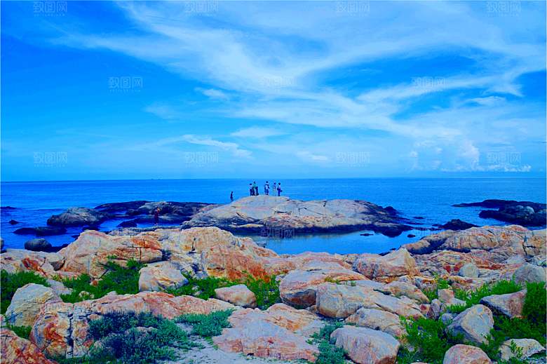 海南岛海边礁石自然风光