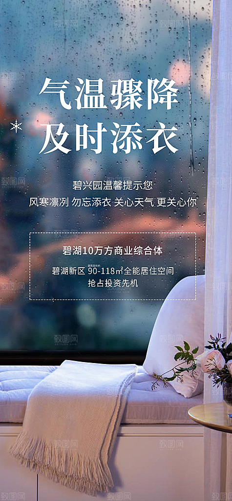 降温温馨提示海报