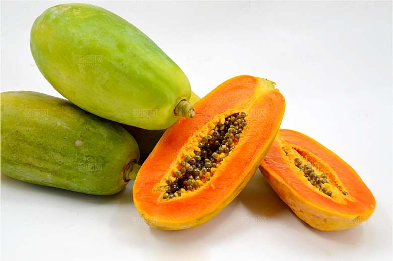 成熟的木瓜静物特写