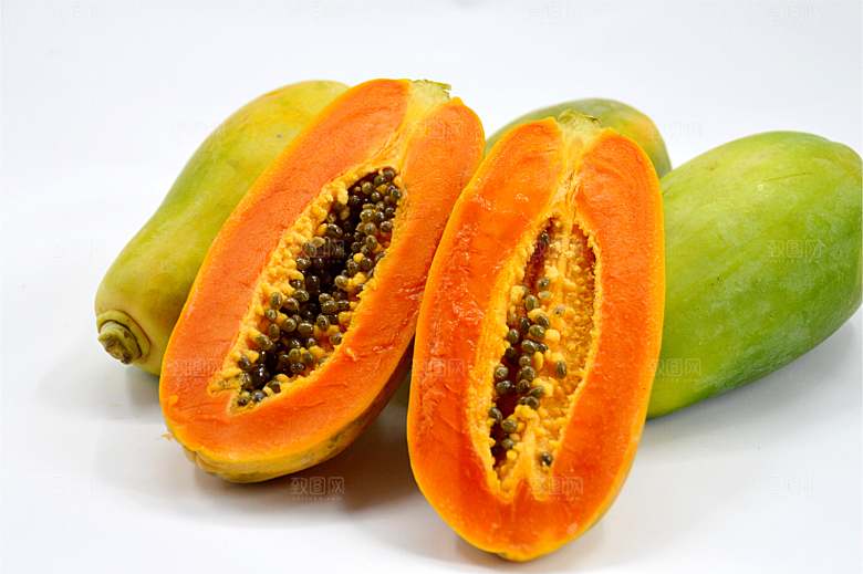 成熟的木瓜静物特写
