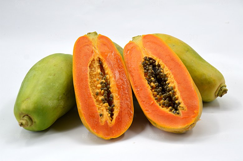 成熟的木瓜静物特写