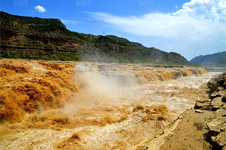 黄河壶口瀑布黄河水