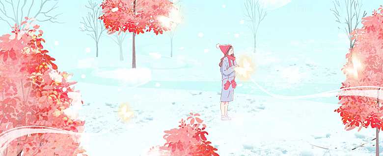 治愈系小雪运营插画banner
