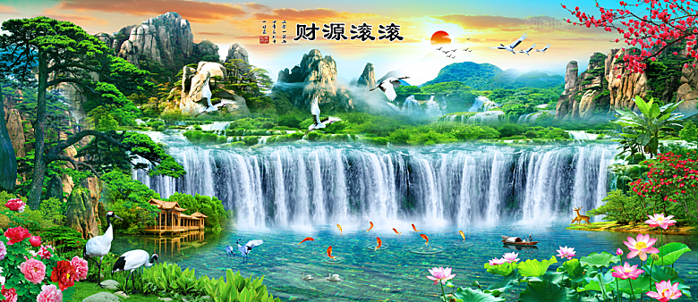 山水风景装插画饰画