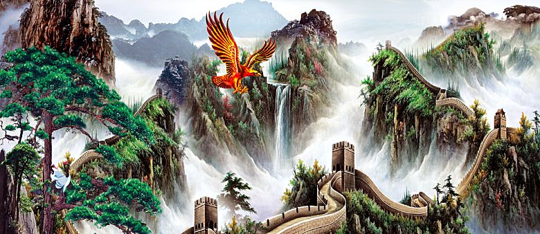 山水风景装插画饰画