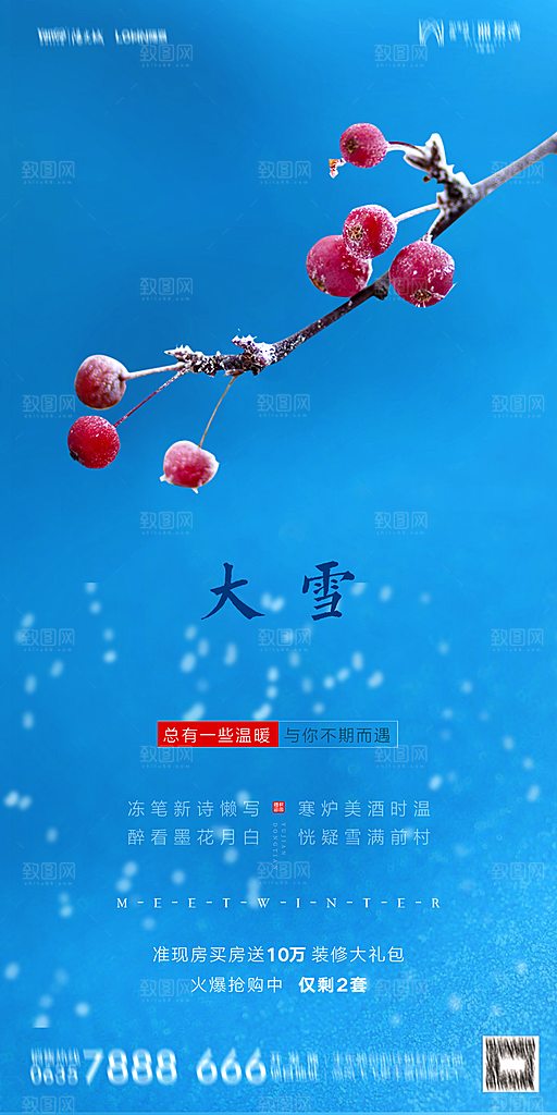 地产二十四节气大雪海报
