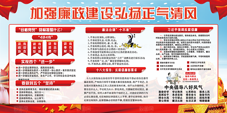 加强廉政建设党建展板