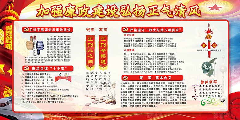 加强廉政建设党建展板