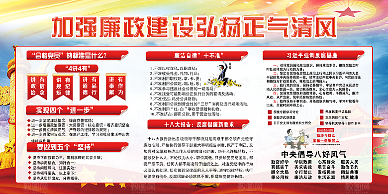 加强廉政建设党建展板