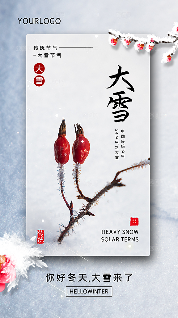 大雪节气摄影图海报