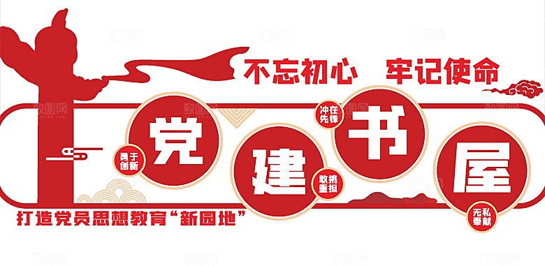 红色党建书屋党建文化墙