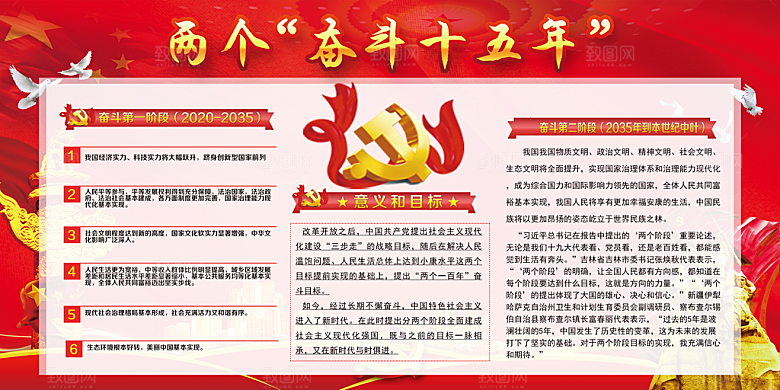 两个奋斗十五年党建展板