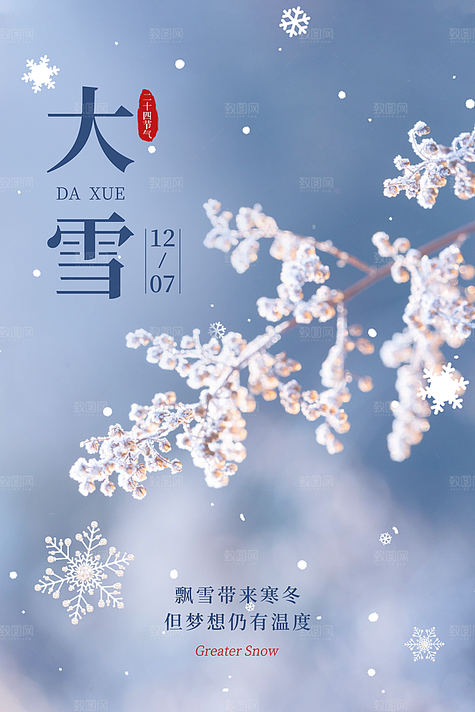 冬季下雪大雪节气海报