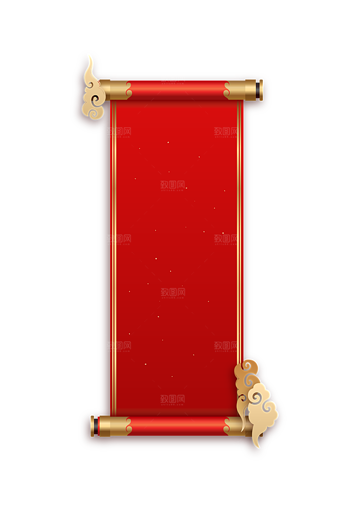 红金色国潮风卷轴
