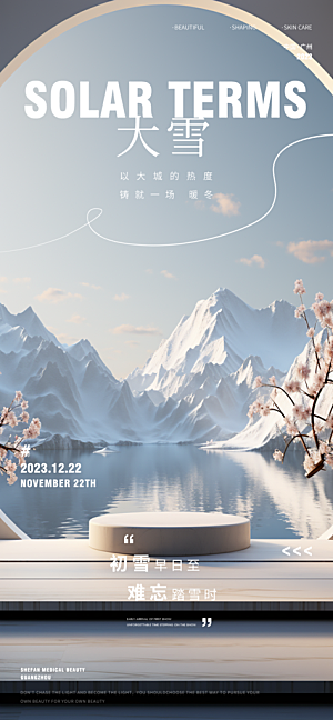 中国传统节气大雪新中式简约手机海报