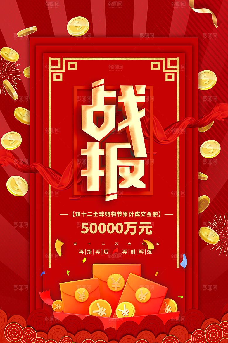 电商促销战报海报