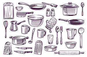 卡通烹饪工具元素