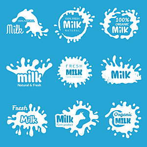 手绘牛奶LOGO卡通元素