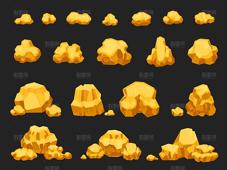黄金金矿矢量卡通元素
