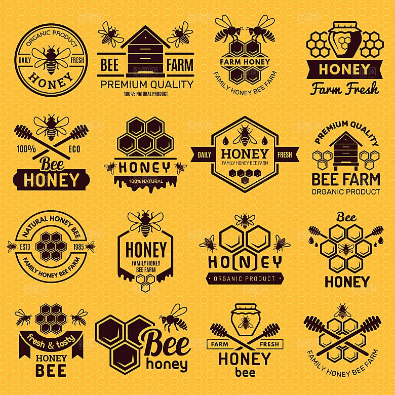 蜂蜜LOGO卡通元素