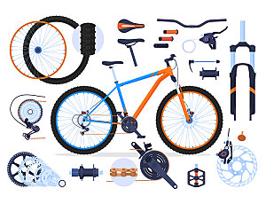 骑行自行车分解元素