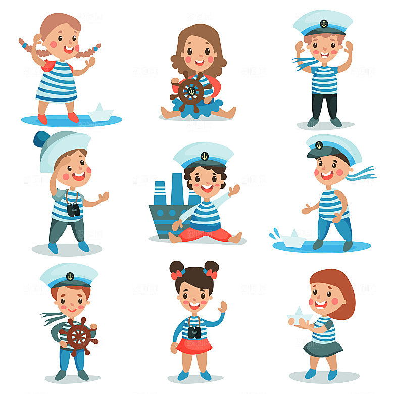 可爱幼儿海员卡通元素